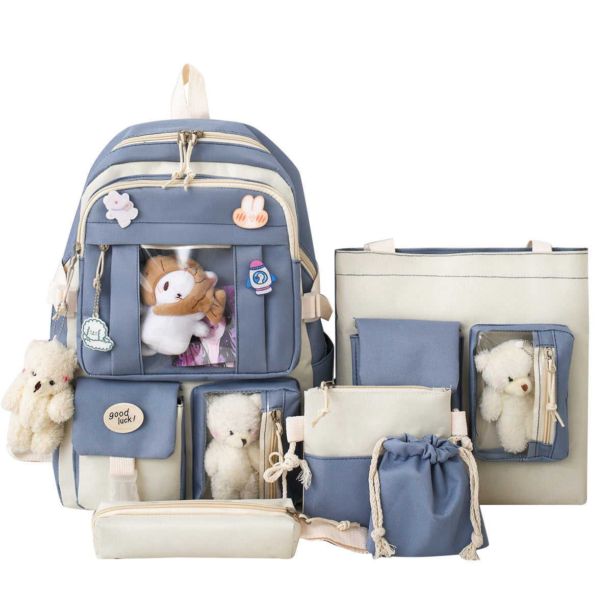 OREU2 (Large-capacity Sturdy Girl's Heart Durable Backpack Five-piece Set)