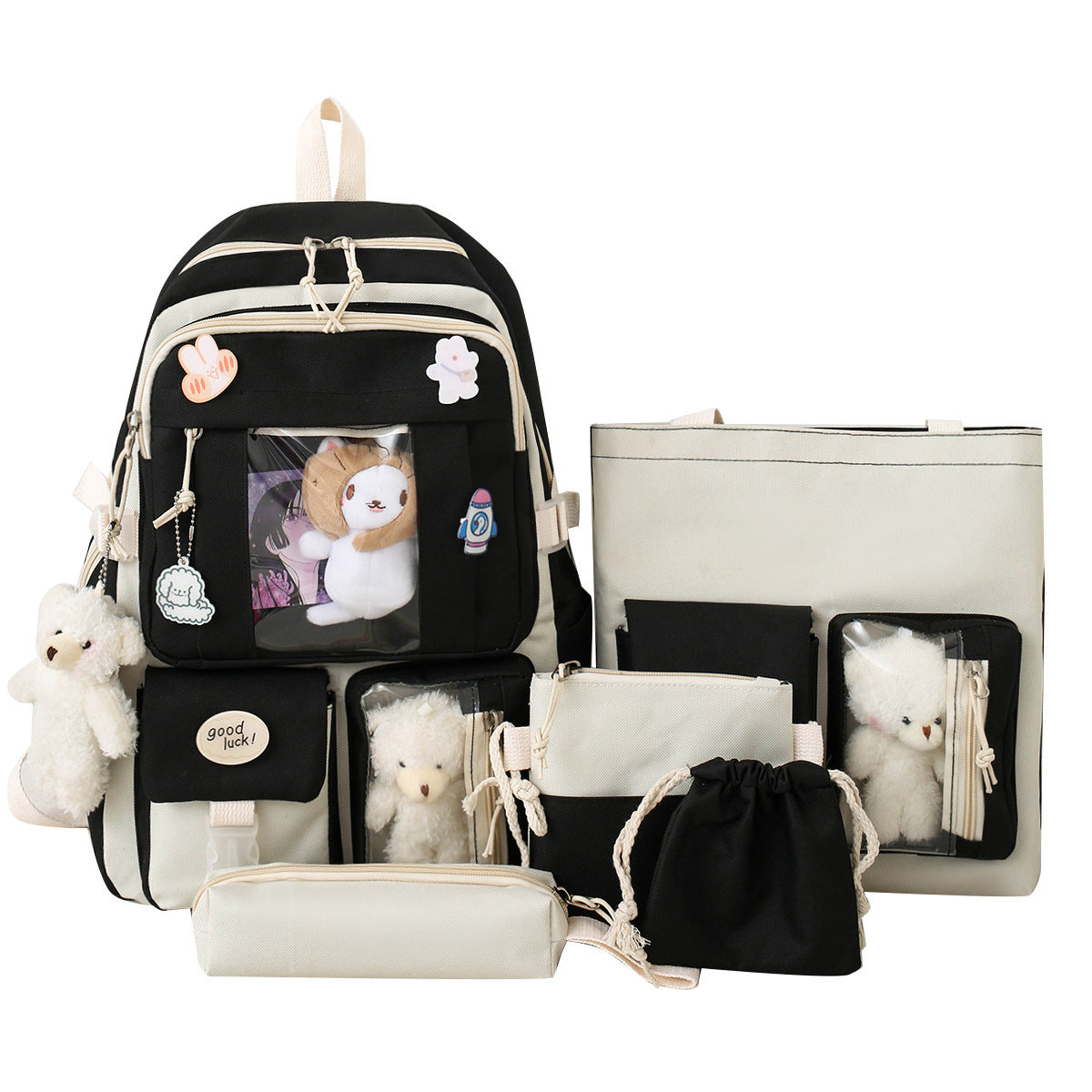 OREU2 (Large-capacity Sturdy Girl's Heart Durable Backpack Five-piece Set)
