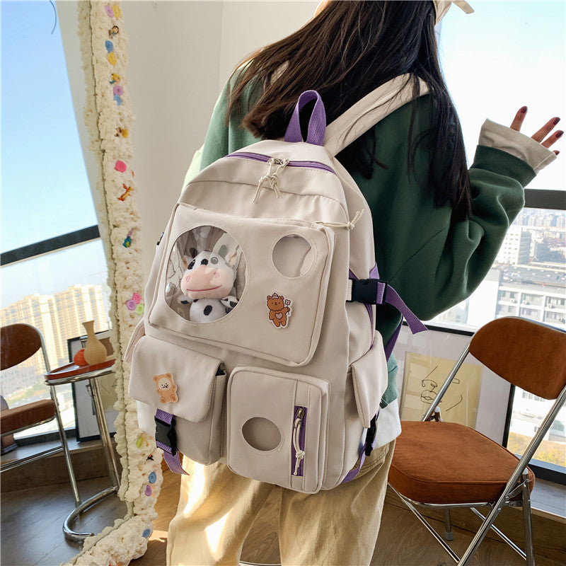 OREU-K (Campus Small Fresh And Cute Student Backpack Soft Girl School Bag)