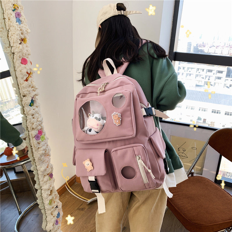 OREU-K (Campus Small Fresh And Cute Student Backpack Soft Girl School Bag)