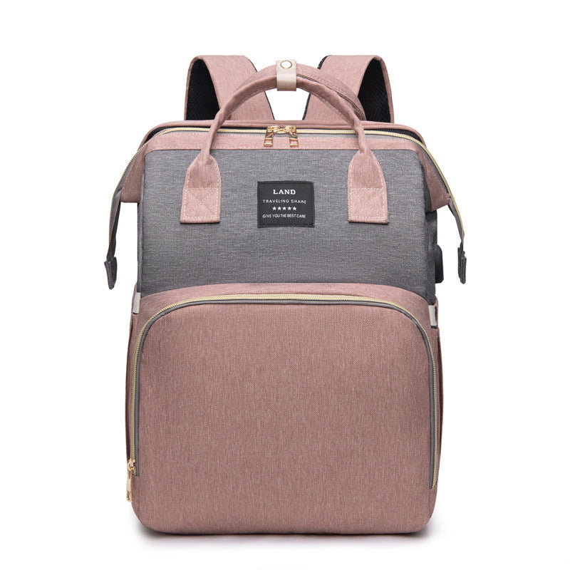 Multi-functional folding baby crib travel milk bottle large-capacity dry-wet separation mother and baby bag