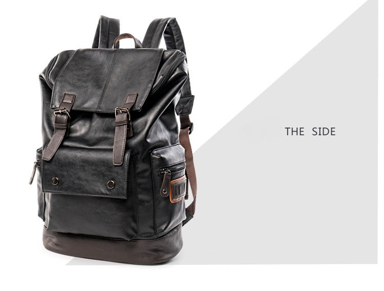 OCF2 (Men's Leather High Quality Backpack Youth Travel School Laptop Bags)