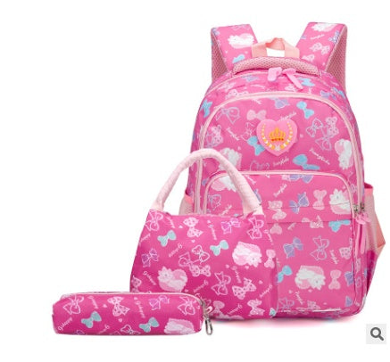 OREU14 (New student bag simple splash-proof backpack sweet print backpack three-piece)