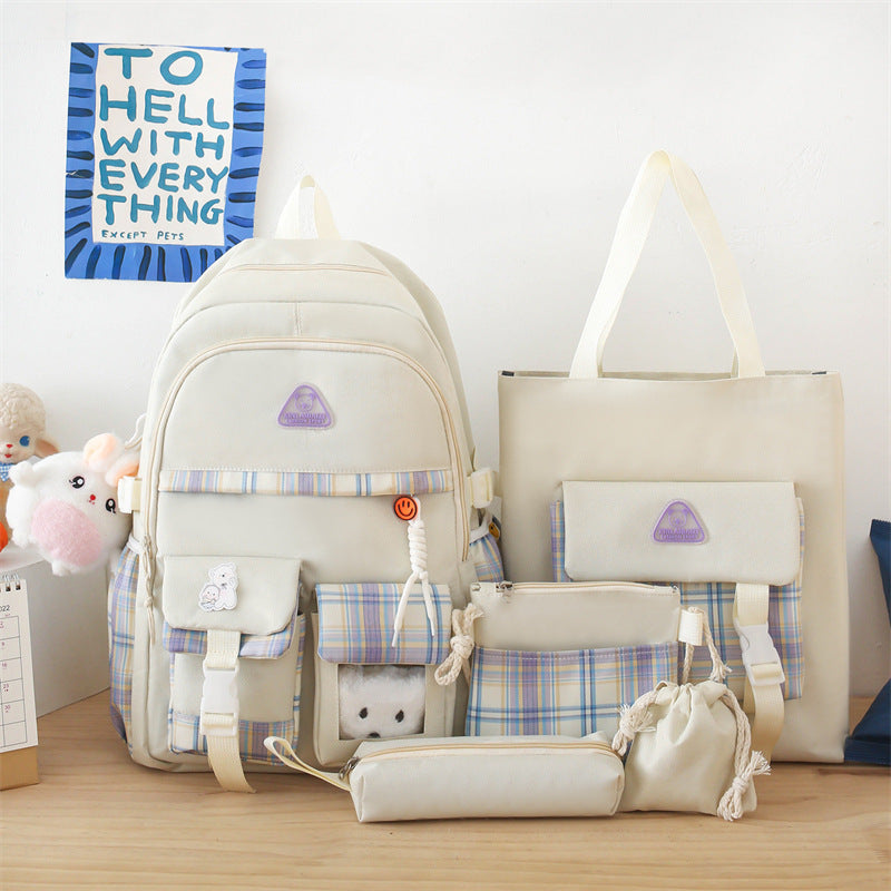 OREU-M (Cute Preppy Style Backpack Five-piece Set)