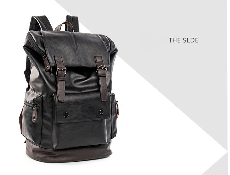 OCF2 (Men's Leather High Quality Backpack Youth Travel School Laptop Bags)