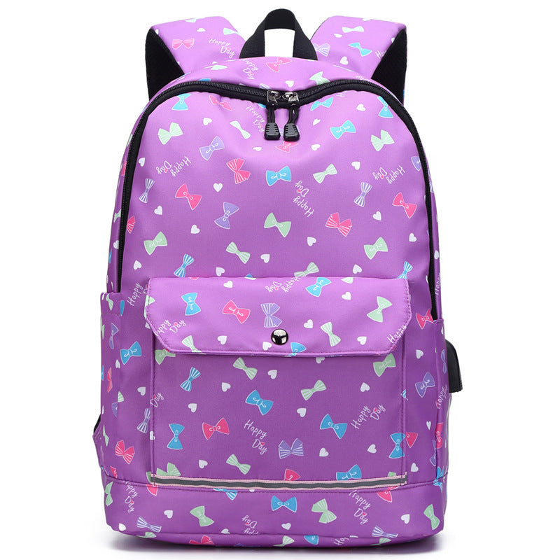 OREU-B (Backpack Female Backpack Computer Rechargeable Schoolbag)
