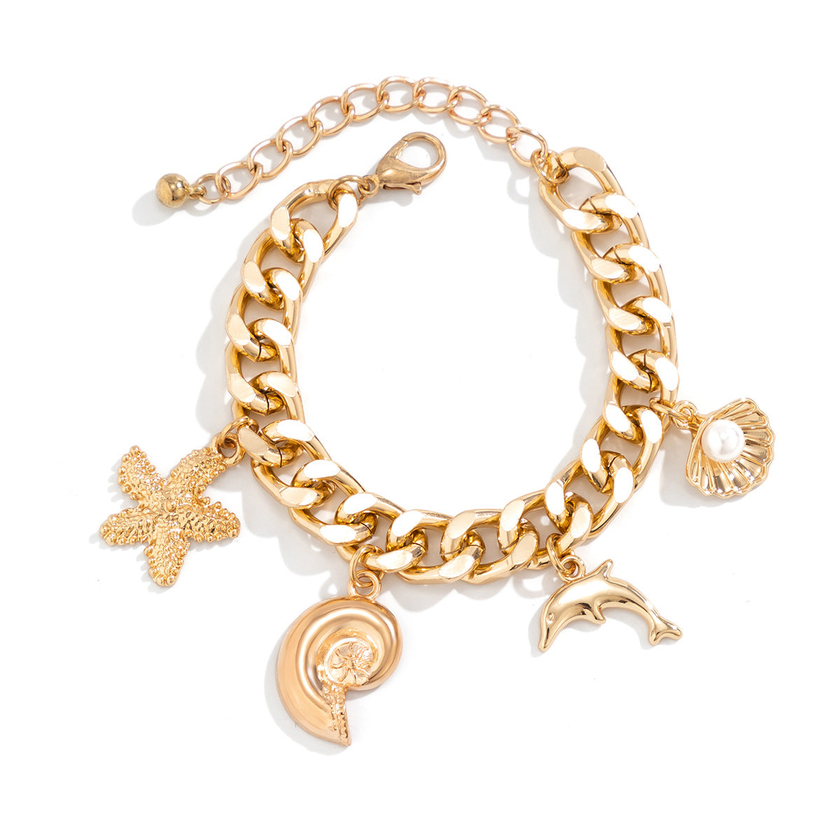 European and American Cross-border Jewelry Ocean Wind Dolphin Shell Imitation Pearl Necklace Women Mix and Match Beach Starfish Pendant Necklace