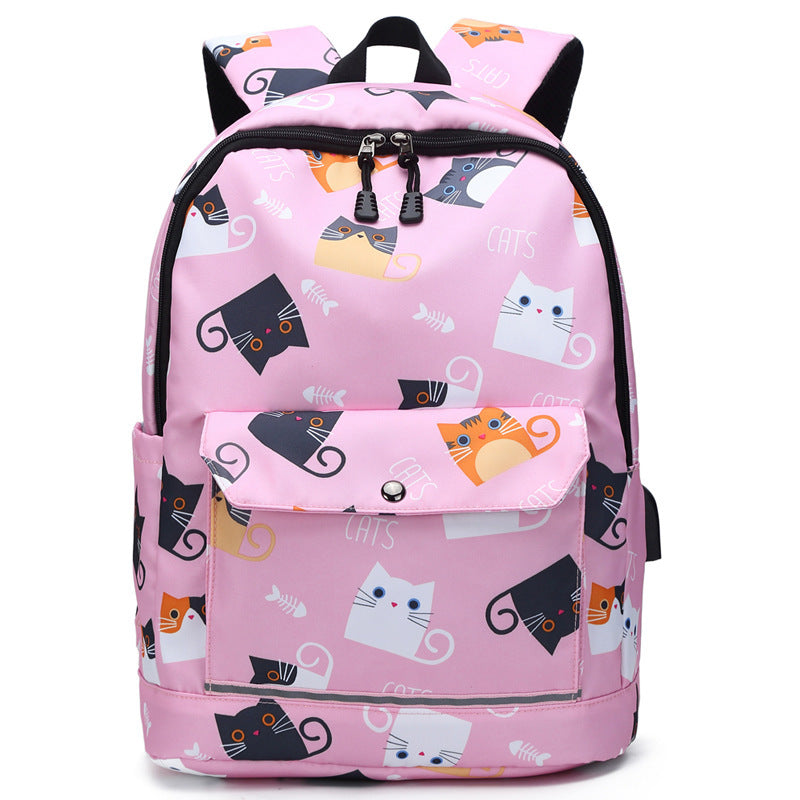 OREU-B (Backpack Female Backpack Computer Rechargeable Schoolbag)