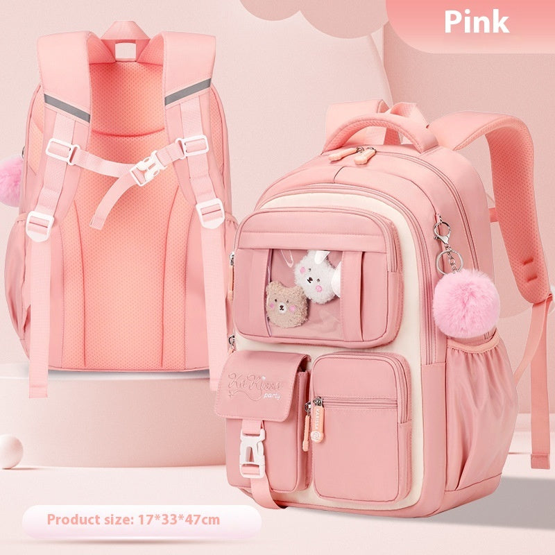 OREU1 Pink Princess Primary School Student Schoolbag Children Backpack Girl Lightweight And Large Capacity