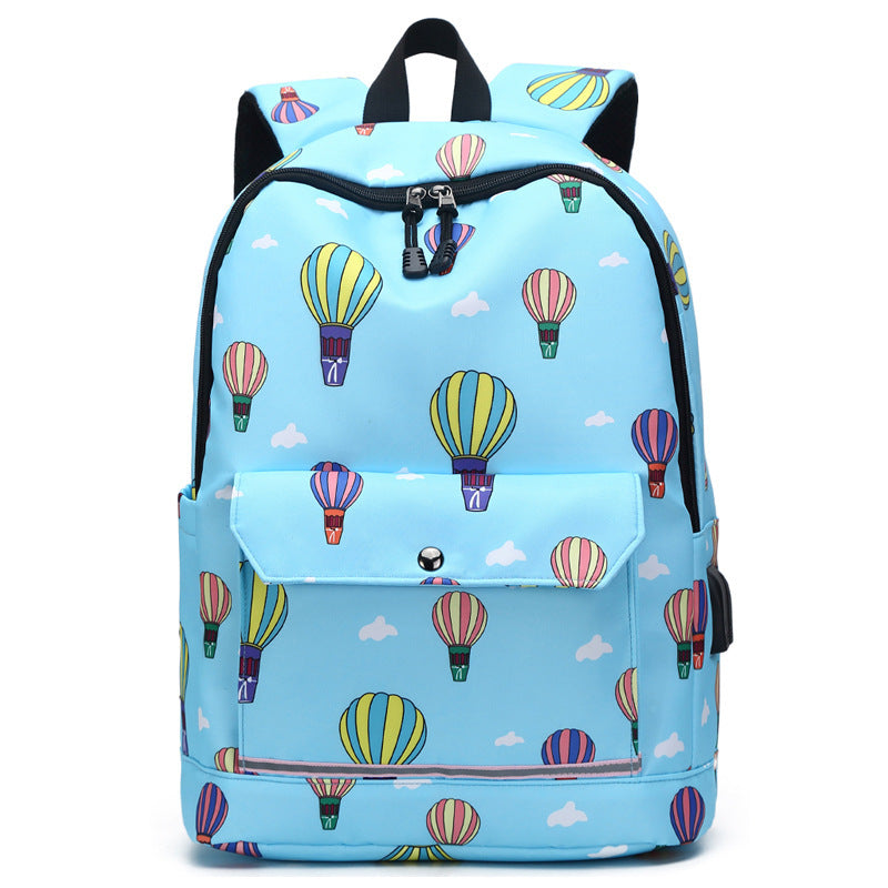 OREU-B (Backpack Female Backpack Computer Rechargeable Schoolbag)