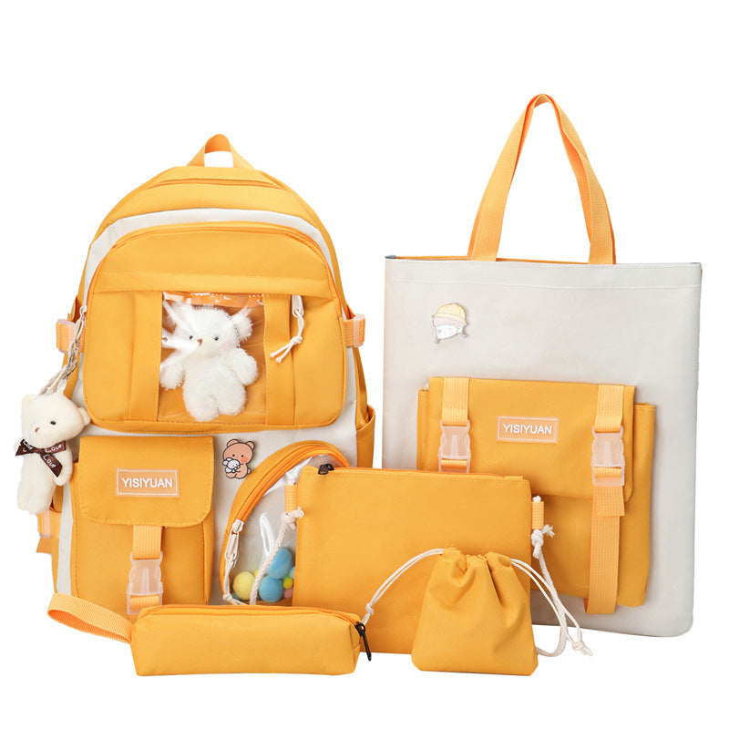 OREU-C (Korean Style College Style Schoolbag Women's Lightweight Casual Backpack Set)