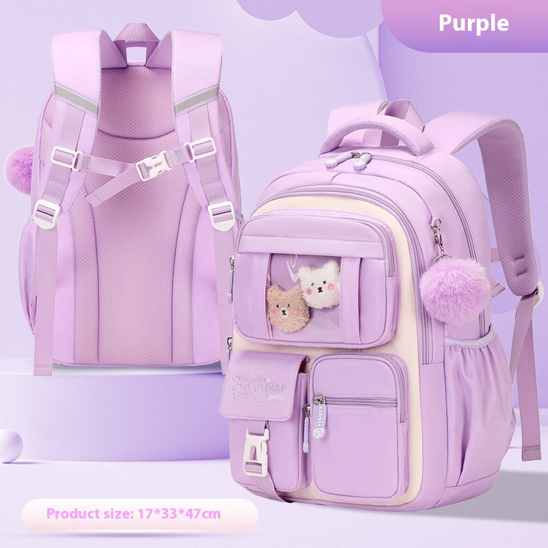 OREU1 Pink Princess Primary School Student Schoolbag Children Backpack Girl Lightweight And Large Capacity