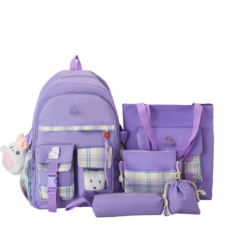 OREU-M (Cute Preppy Style Backpack Five-piece Set)