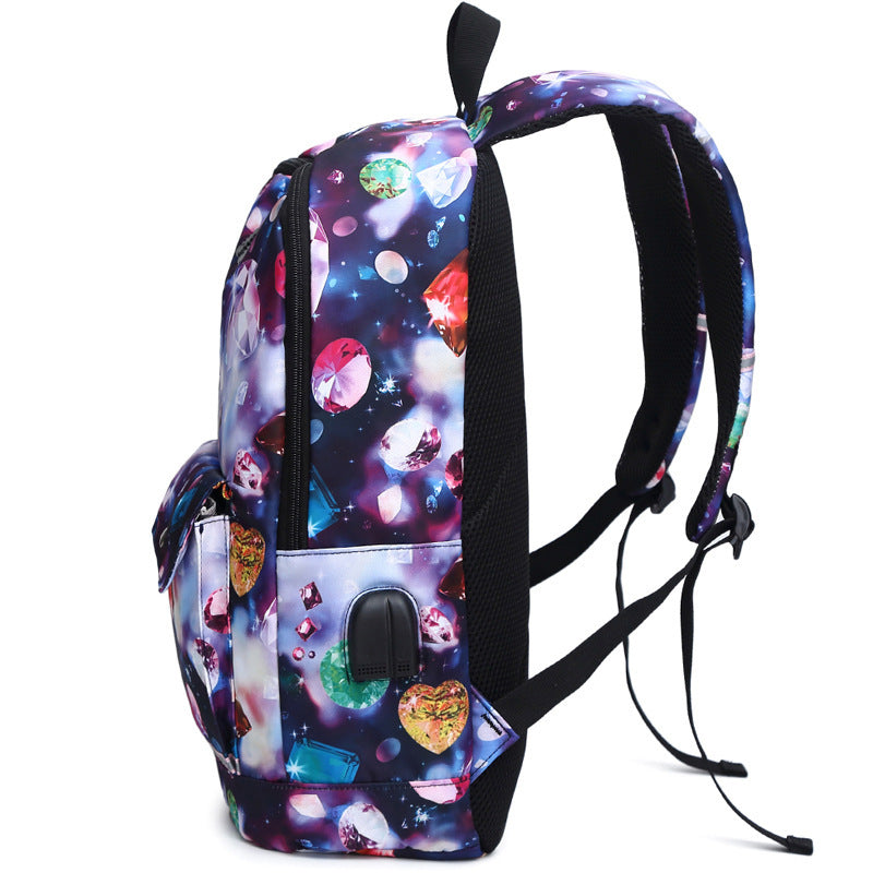 OREU-B (Backpack Female Backpack Computer Rechargeable Schoolbag)