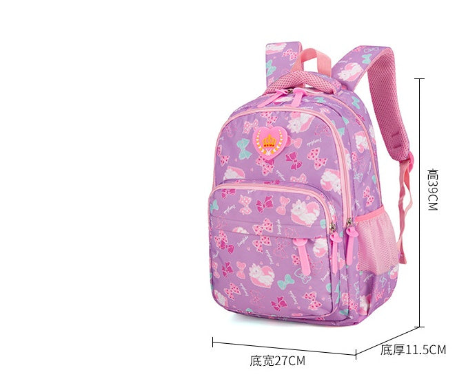 OREU14 (New student bag simple splash-proof backpack sweet print backpack three-piece)