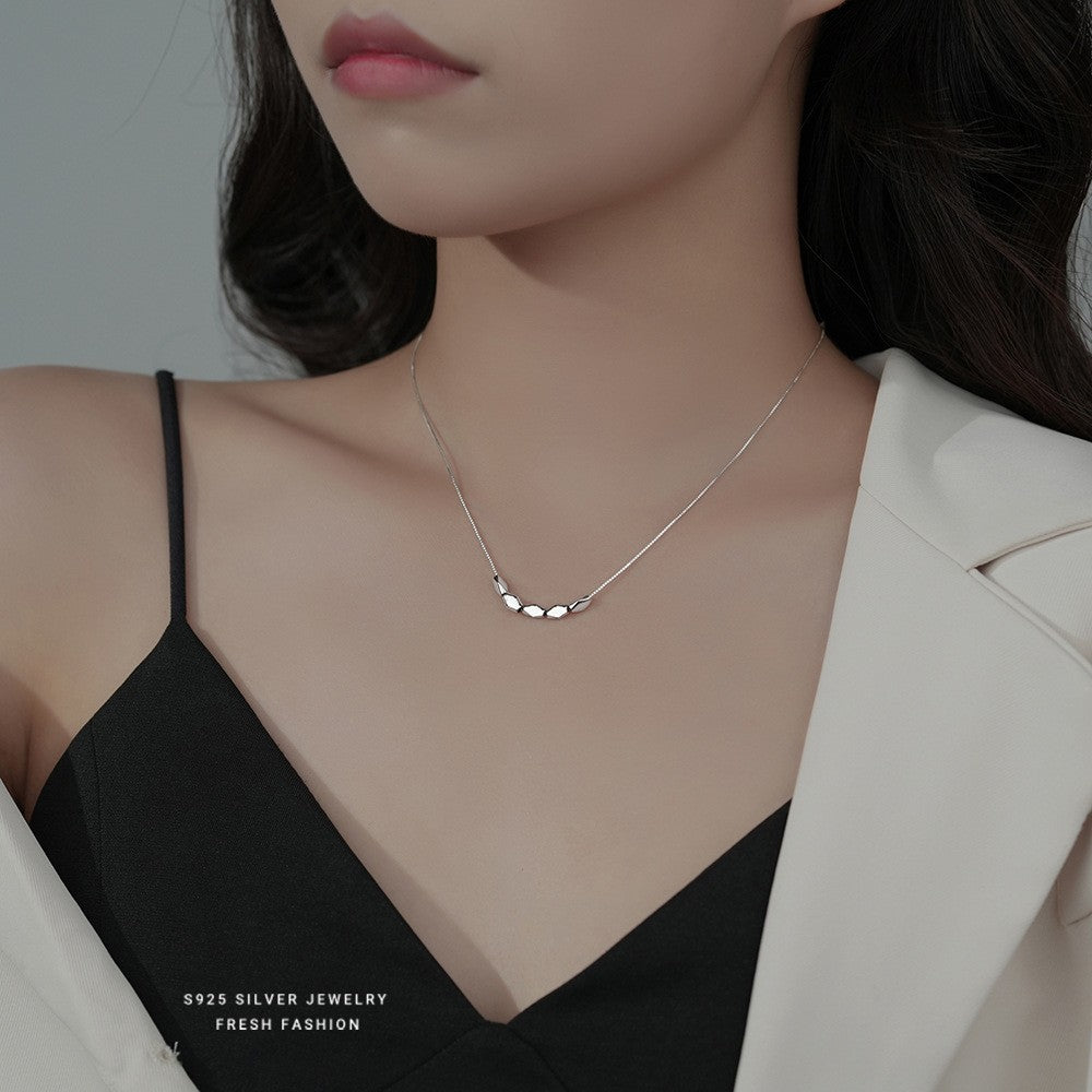 New Geometric Transfer Beads Bean Necklace Women's Korean Style Light Luxury Simple Niche Design Light Luxury Clavicle Chain