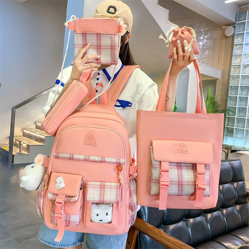 OREU-M (Cute Preppy Style Backpack Five-piece Set)