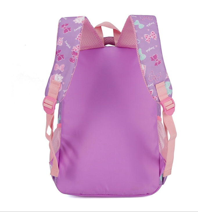OREU14 (New student bag simple splash-proof backpack sweet print backpack three-piece)
