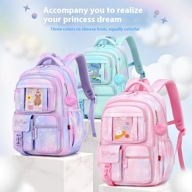 OREU1 Pink Princess Primary School Student Schoolbag Children Backpack Girl Lightweight And Large Capacity