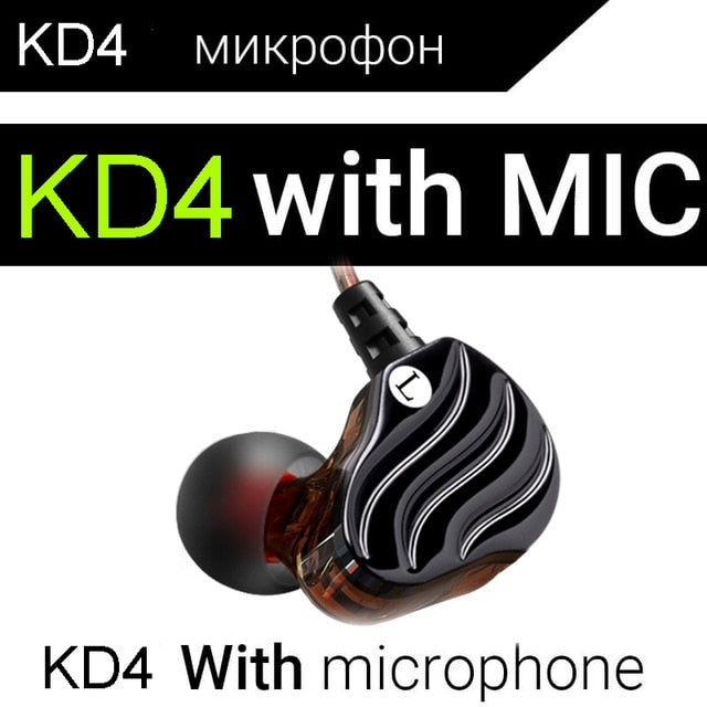 Earphones QKZ KD4 fone de ouvido Mini Dual Driver Original hybrid dual dynamic driver Headphone mp3 DJ Headset auriculares