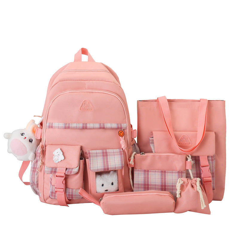 OREU-M (Cute Preppy Style Backpack Five-piece Set)