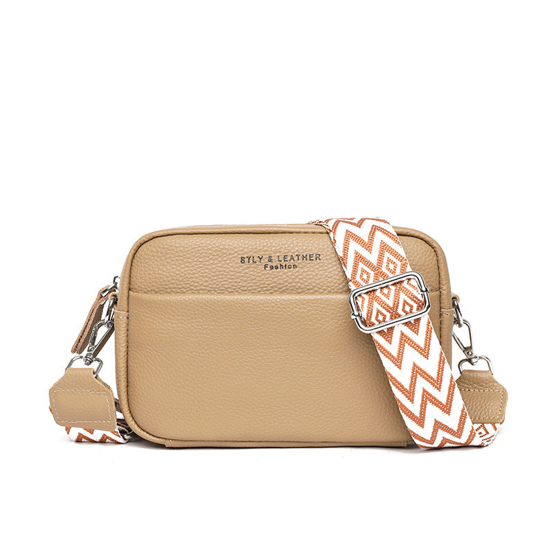 Women's bags Leather 2024new fashion simple shoulder messenger bag top layer leather small square bag