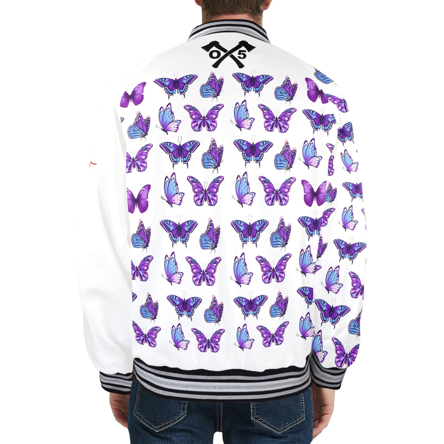 PLAYER 1 (Men's Striped Trim Bomber Jacket)