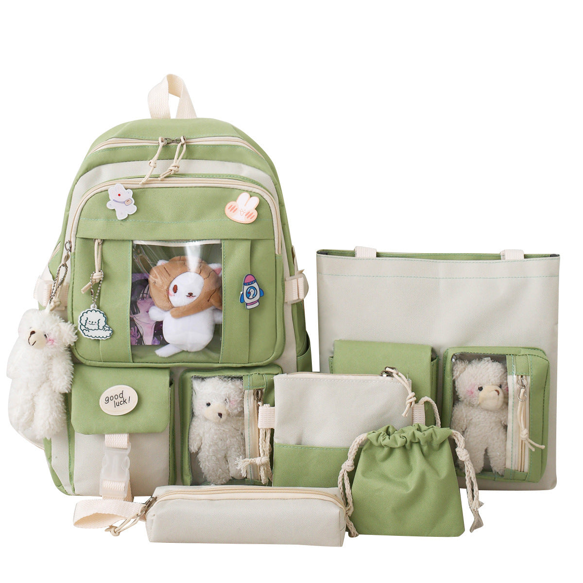 OREU2 (Large-capacity Sturdy Girl's Heart Durable Backpack Five-piece Set)