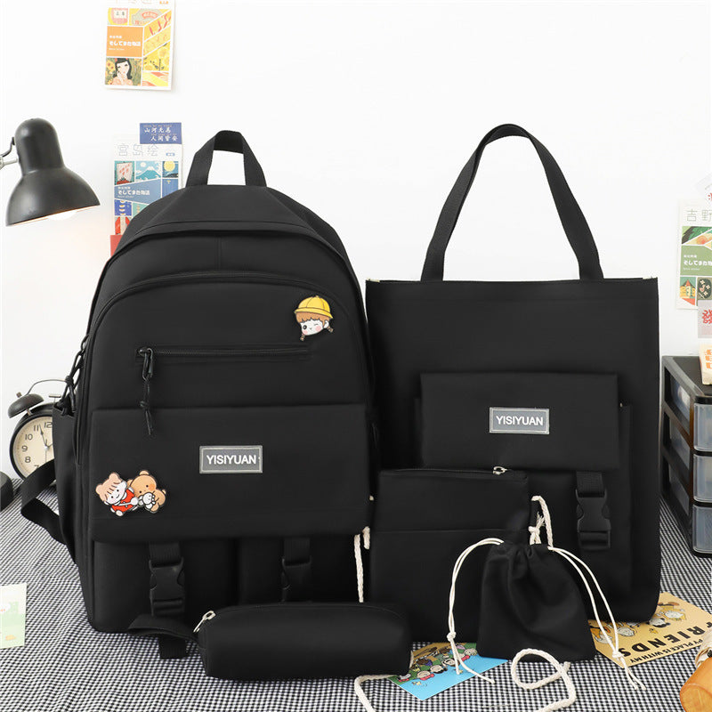 OREU3 (High Capacity Nylon Backpack For Middle School Students, Five Piece Set)