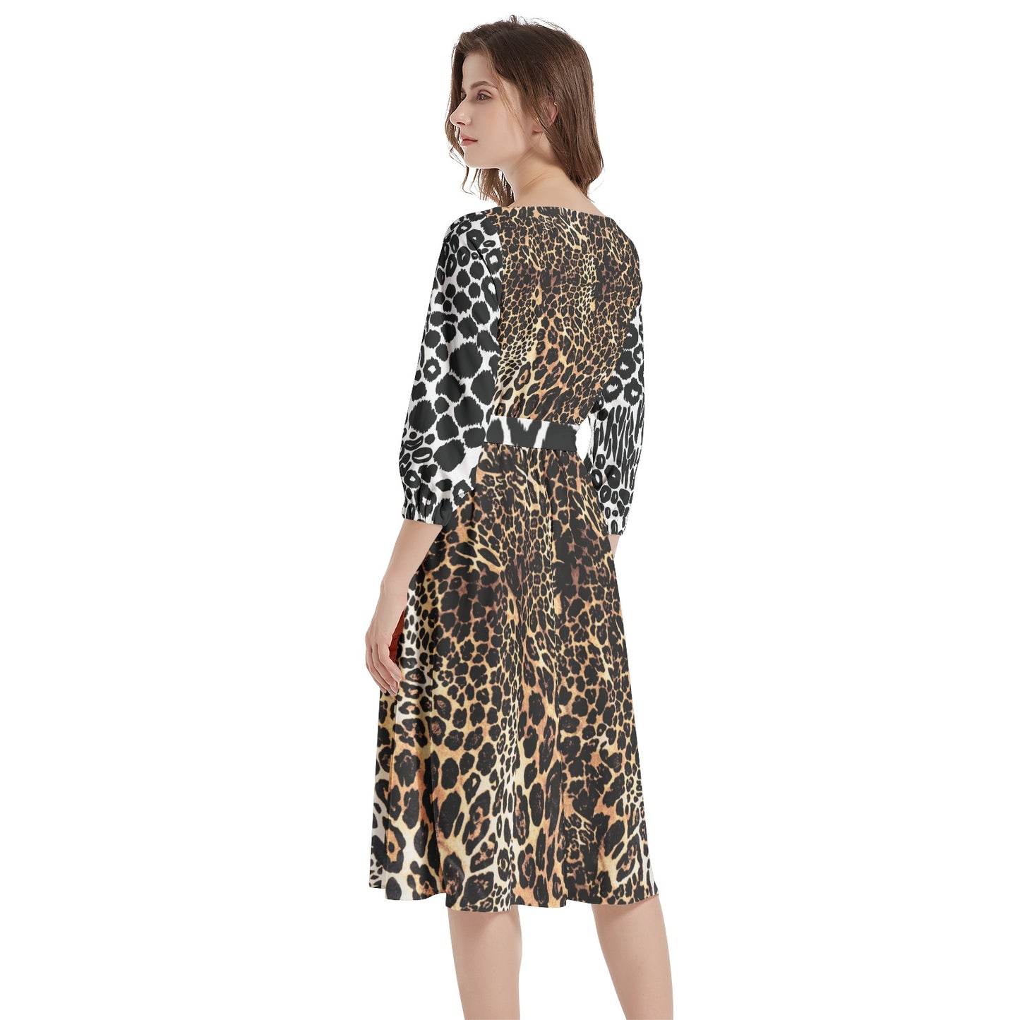 Boat Neck Belted Flared Dress VIBE Lady2