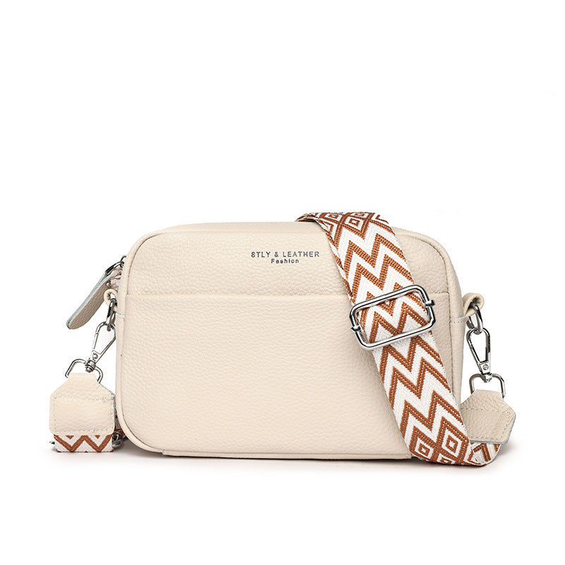 Women's bags Leather 2024new fashion simple shoulder messenger bag top layer leather small square bag