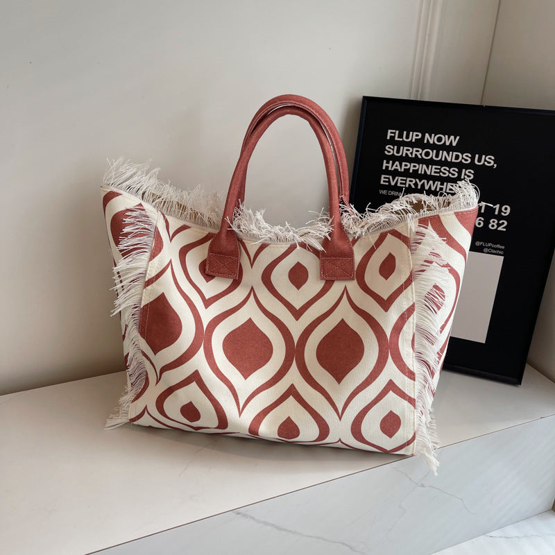 Letter Tassel Canvas Bag