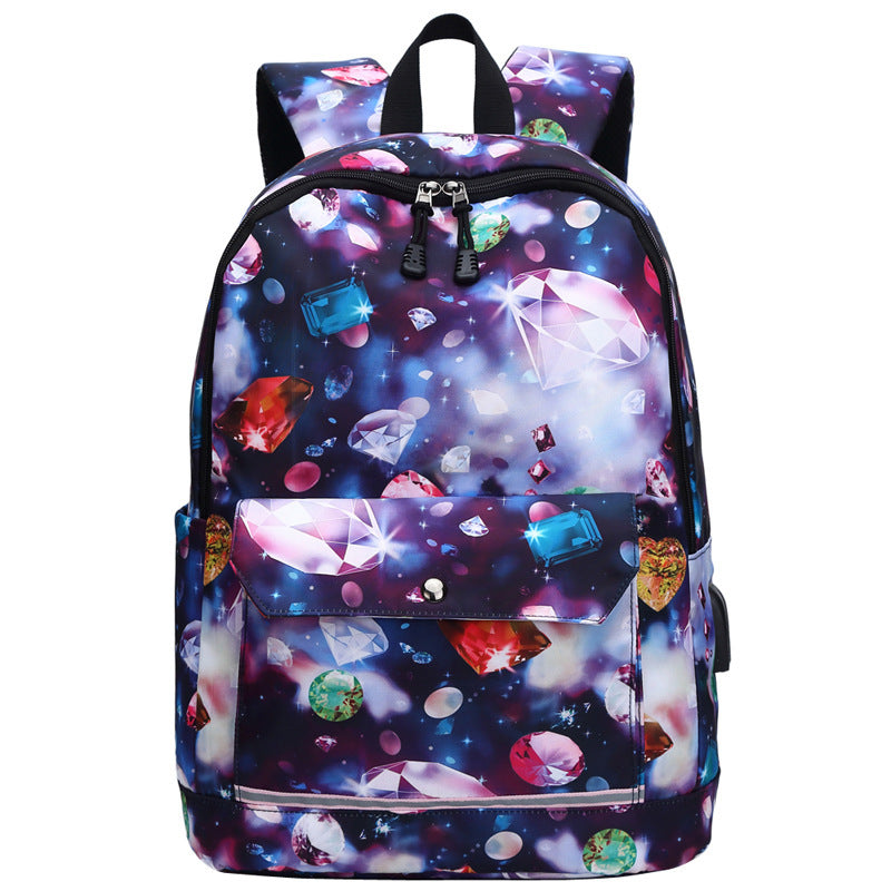 OREU-B (Backpack Female Backpack Computer Rechargeable Schoolbag)