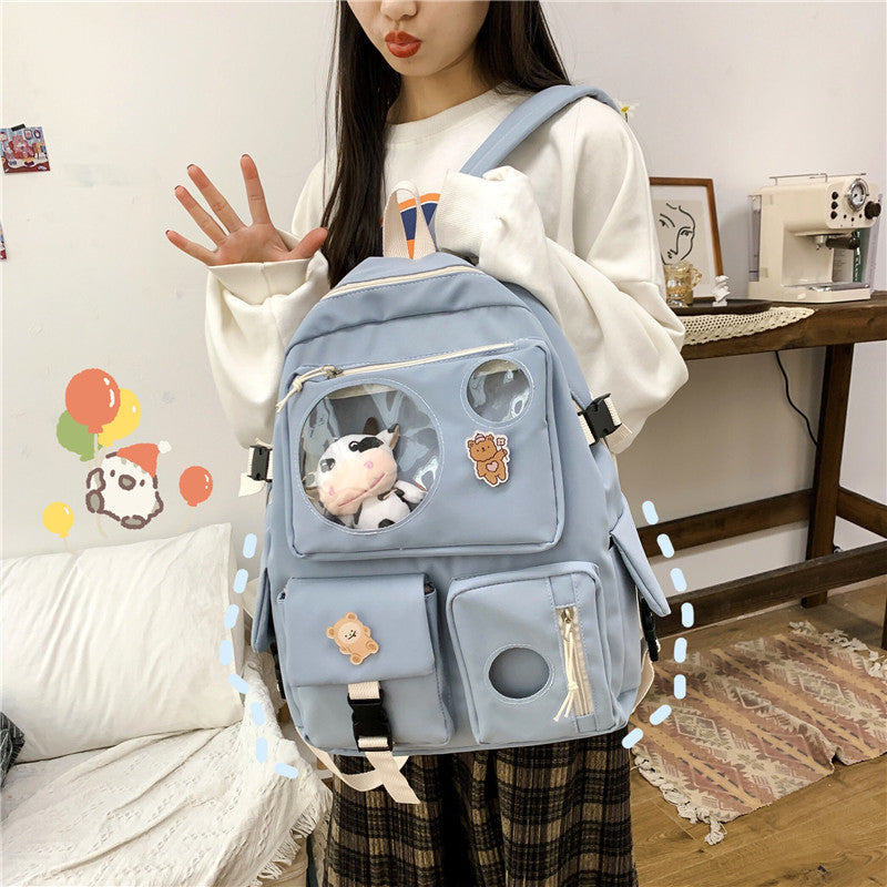 OREU-K (Campus Small Fresh And Cute Student Backpack Soft Girl School Bag)