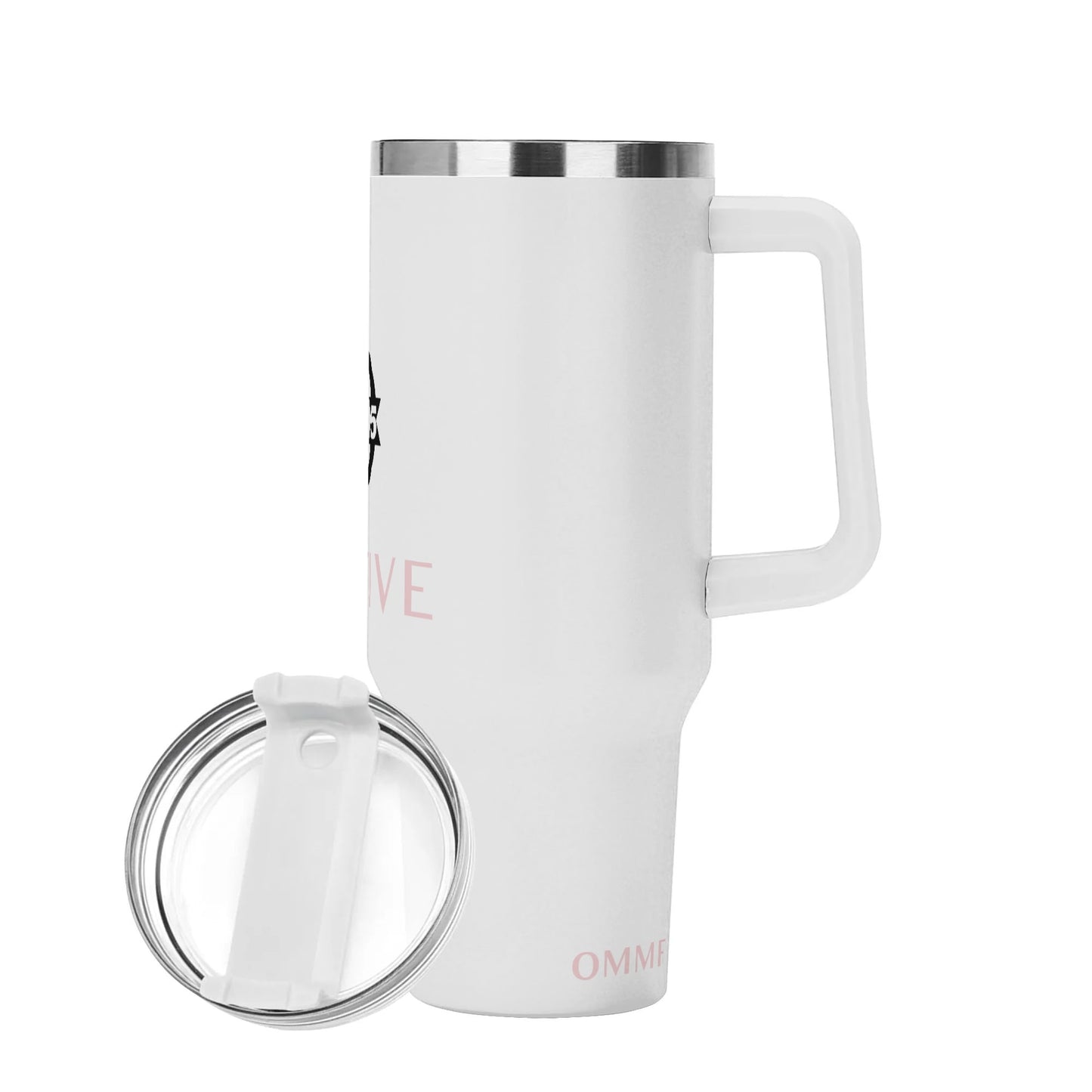 Creative (40oz Stainless Steel Tumbler Gift With White Handle and Straw)
