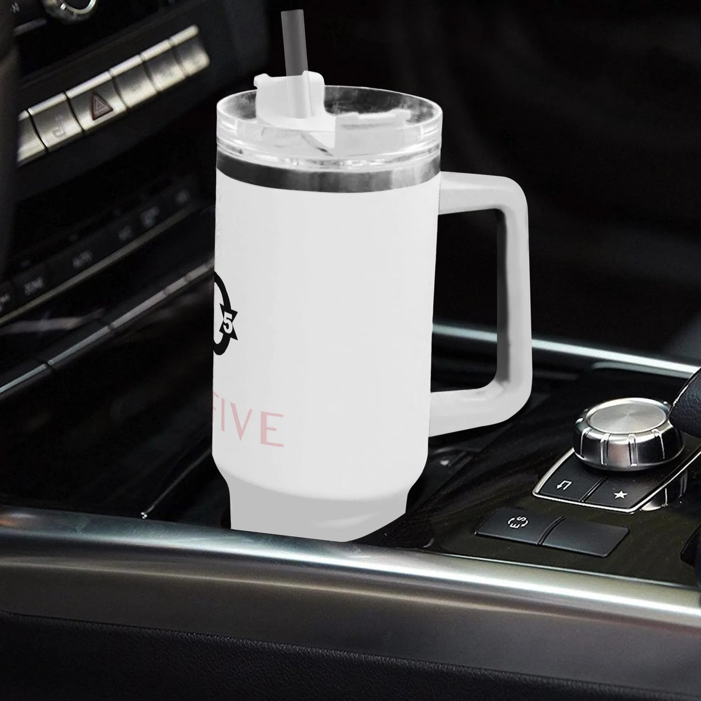 Creative (40oz Stainless Steel Tumbler Gift With White Handle and Straw)