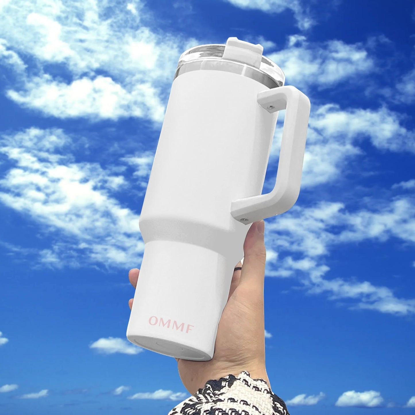 Creative (40oz Stainless Steel Tumbler Gift With White Handle and Straw)