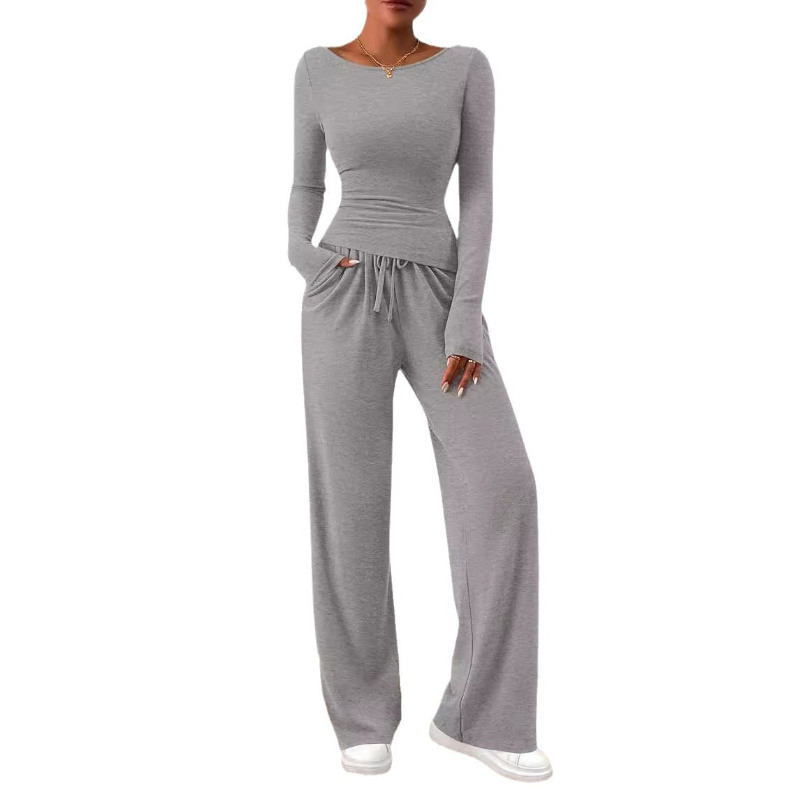 2024 Amazon Autumn Explosions Casual suit Asymmetric Long Sleeve T-shirt Wide Leg Pants Casual Sportswear