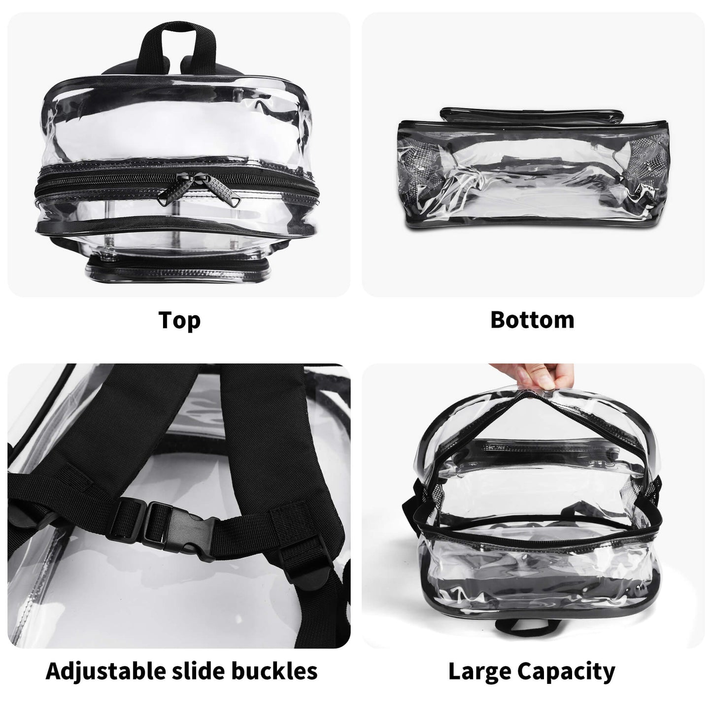 TREND (Double layer 17 Inch Clear Bag PVC See Through Transparent School Backpack)