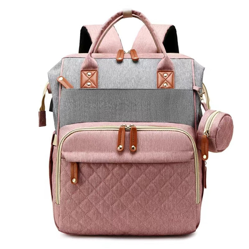 Lightweight Mommy Backpack with Foldable Baby Bed Stroller Compatible Large Capacity Diaper Bag