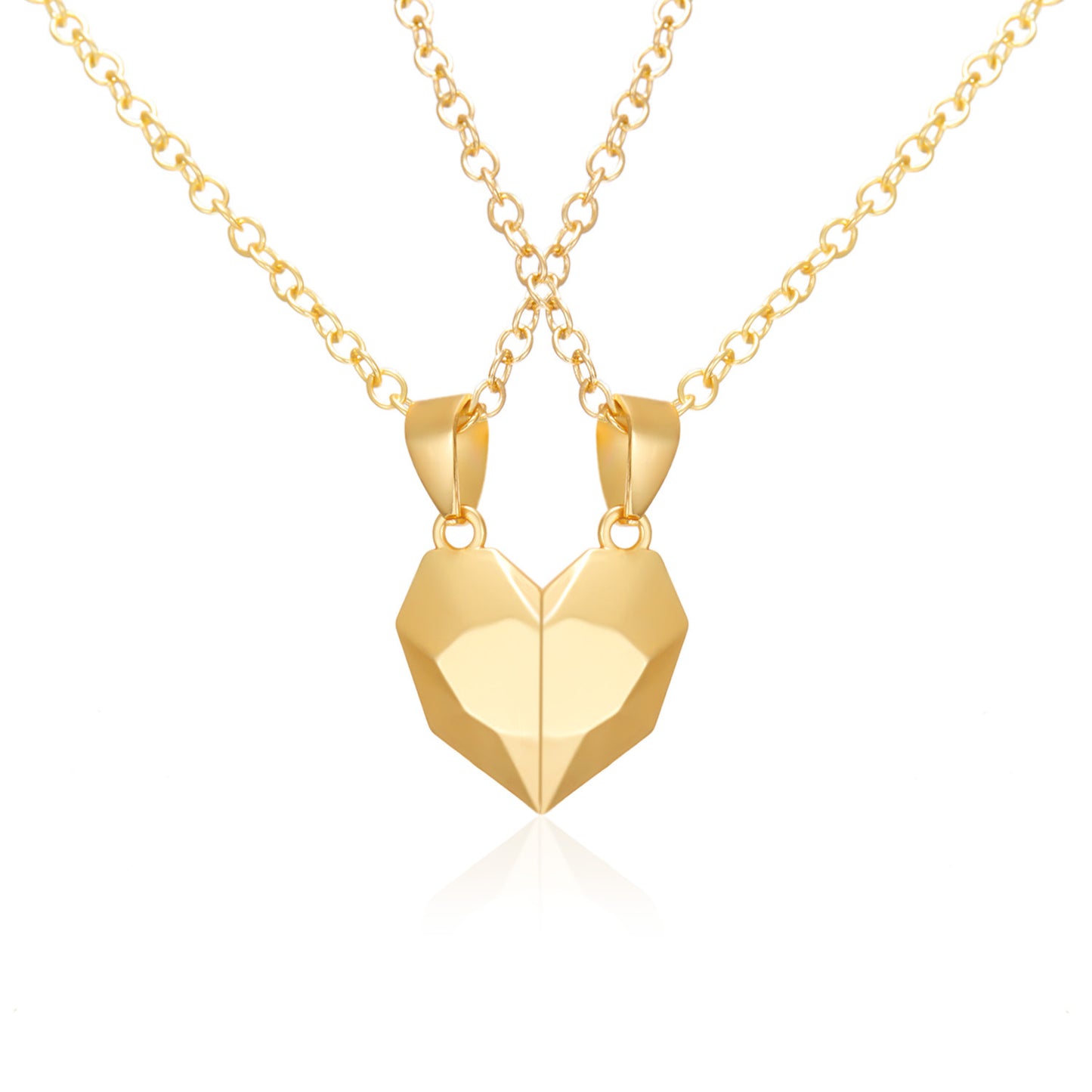 Magnetic Split Heart Couple Necklace