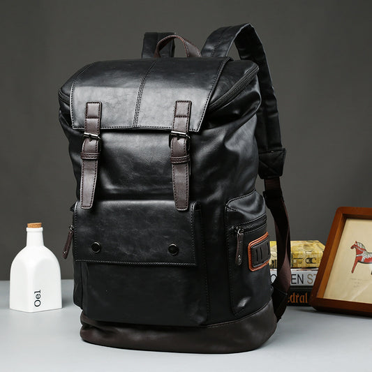 OCF2 (Men's Leather High Quality Backpack Youth Travel School Laptop Bags)