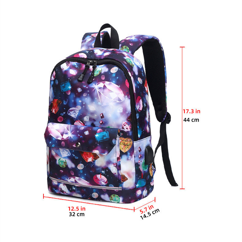 OREU-B (Backpack Female Backpack Computer Rechargeable Schoolbag)
