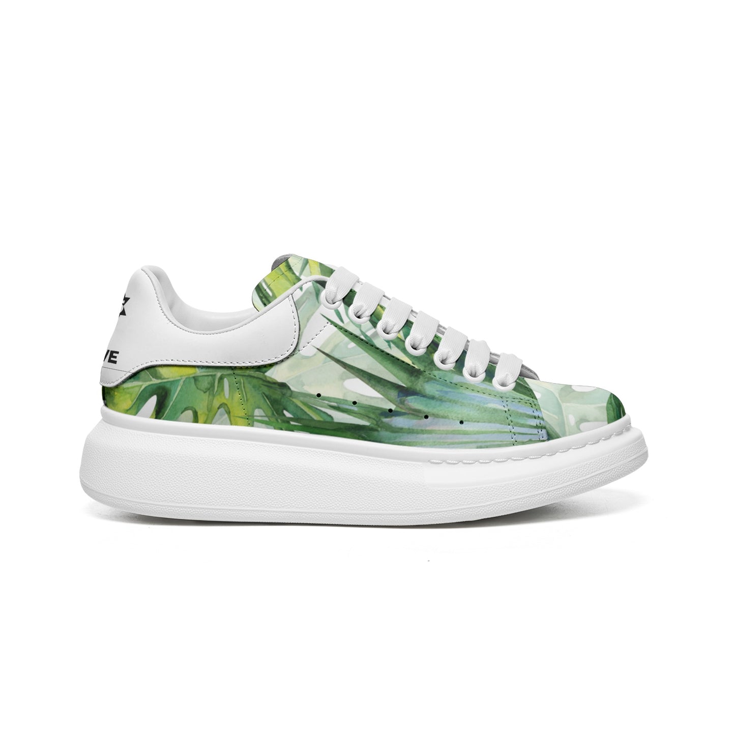 Unisex Non Slip Lace Up Faux Leather Sneakers GREEN