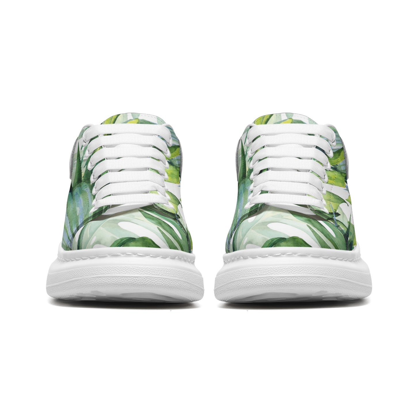 Unisex Non Slip Lace Up Faux Leather Sneakers GREEN