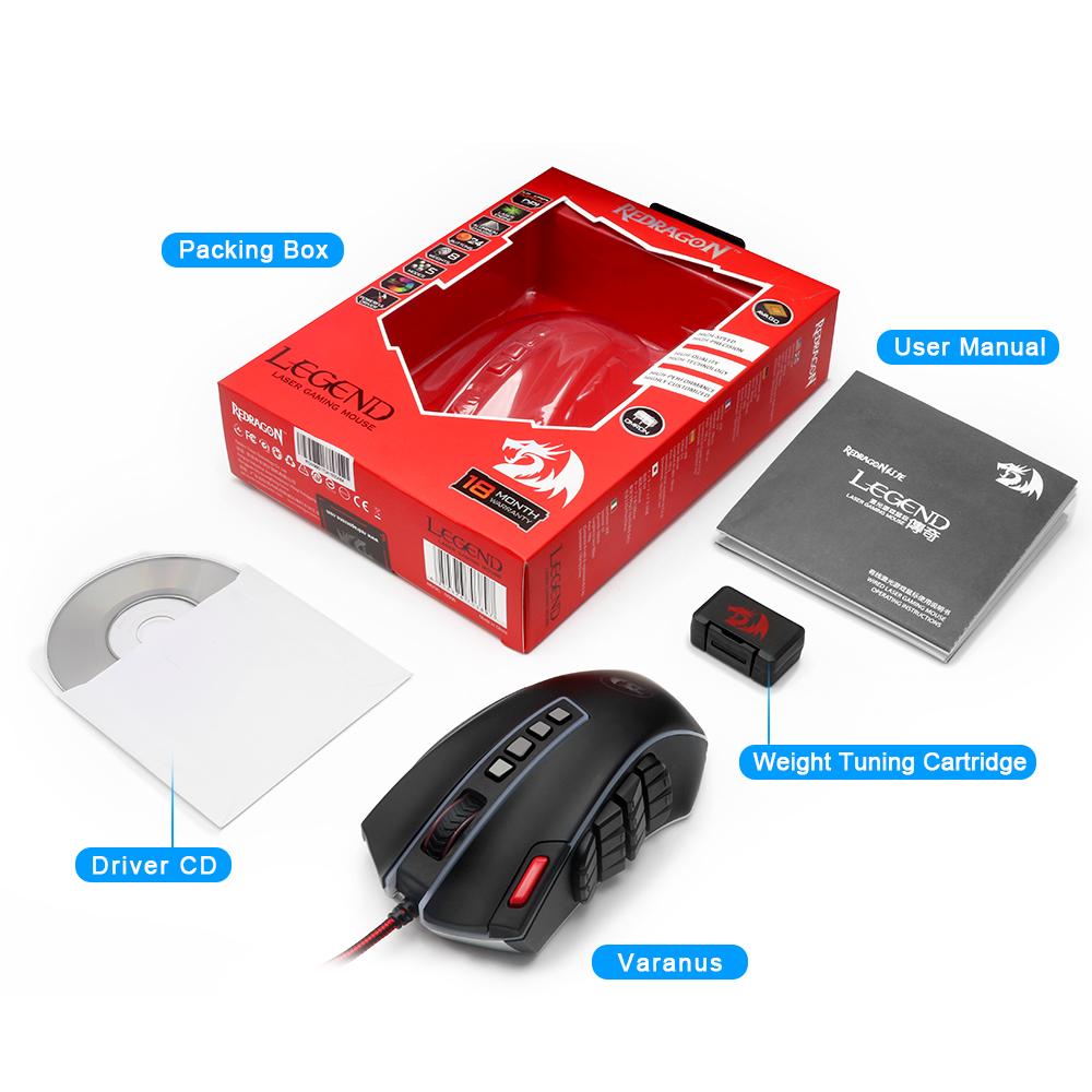Redragon USB Gaming Mouse 16400 DPI 24 buttons ergonomic design for desktop computer accessories programmable  gamer lol PC