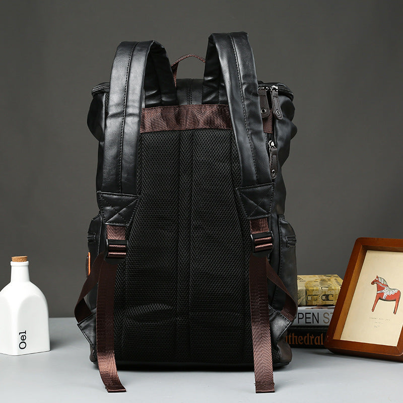 OCF2 (Men's Leather High Quality Backpack Youth Travel School Laptop Bags)