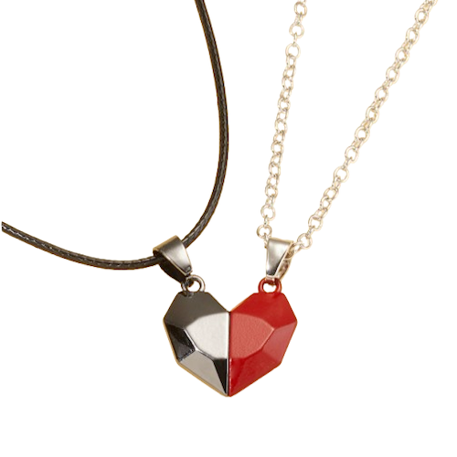 Magnetic Split Heart Couple Necklace