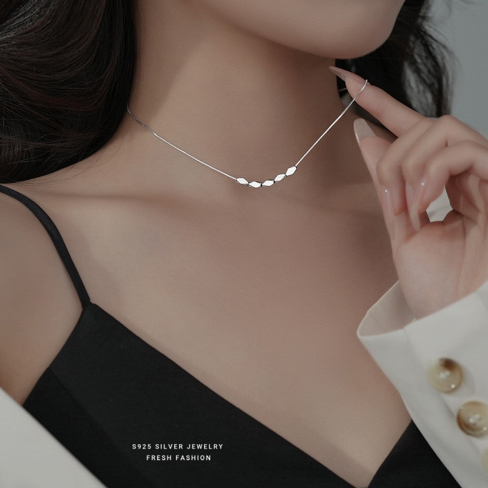 New Geometric Transfer Beads Bean Necklace Women's Korean Style Light Luxury Simple Niche Design Light Luxury Clavicle Chain