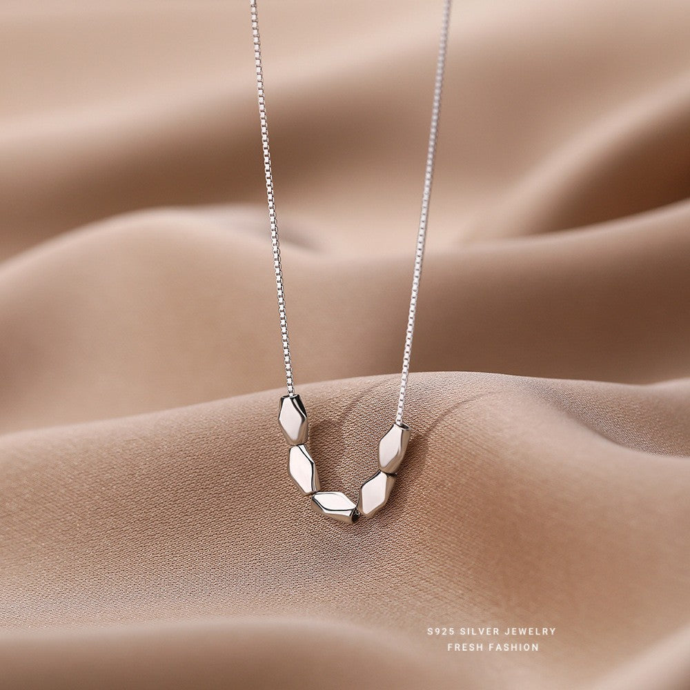 New Geometric Transfer Beads Bean Necklace Women's Korean Style Light Luxury Simple Niche Design Light Luxury Clavicle Chain
